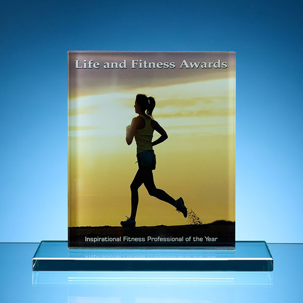 15cm x 12.5cm Jade Glass Rectangle Award